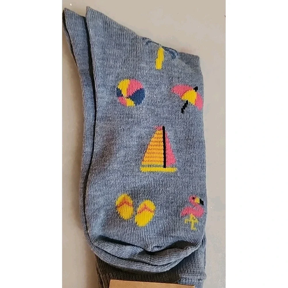 FUN! Light Blue Snowbirds Retirement Poly Blend Ladies Crew Socks NEW WITH TAGS